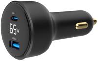 Enzo USB + USB-C autolader | 65W | zwart | status LCD - 9540116 Enzo USB + USB-C autolader | 65W | zwart | status LCD - 9540116