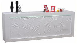 Dressoir Karma 220 cm breed - Hoogglans wit met Led