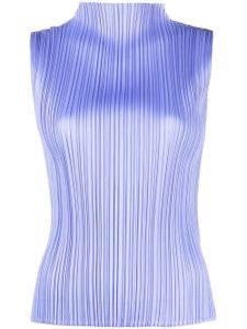 Pleats Please Issey Miyake blouse plissée à design sans manches - Bleu