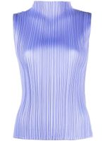 Pleats Please Issey Miyake blouse plissée à design sans manches - Bleu