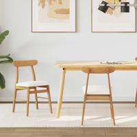 Eetkamerstoel 2 pcs Natuurlijk en Licht Massief Rubberhout