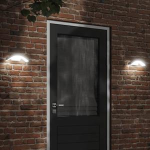VidaXL Buitenwandlamp led met sensors gegoten aluminium wit