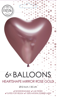 Hartjesballonnen Chrome Rosegoud 30cm (6st)