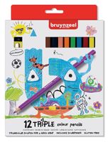 Kleurpotloden Bruynzeel Kids Triple blister ÃƒÆ’ 12 stuks assorti - thumbnail