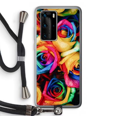 Neon bloemen: Huawei P40 Pro Transparant Hoesje met koord