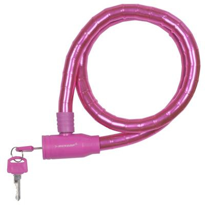 Dunlop kabelslot - roze - met plastic coating - 80 cm - Fietsslot voor motor/scooter/brommer/fiets