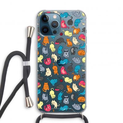Kleurrijke katten: iPhone 12 Pro Transparant Hoesje met koord