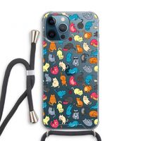 Kleurrijke katten: iPhone 12 Pro Transparant Hoesje met koord