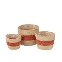 J-Line Set Van 3 Mand Streep Maïs Naturel|Rood