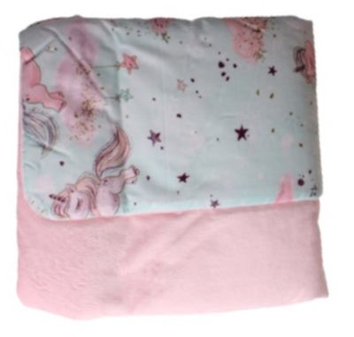 Mamandu deken 75 x 100 cm polykatoen roze/mintgroen