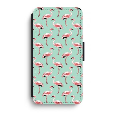Flamingoprint groen: iPhone XR Flip Hoesje