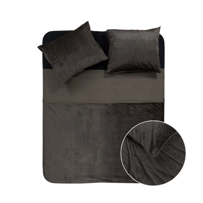 Dekbedovertrek Velvet Piping - Taupe - Eenpersoons (140x200 Cm) - Taupe Microvezel - Effen - Sleeptime - Dekbed-Discounter.nl
