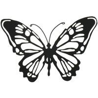Decoris tuin wanddecoratie vlinder - metaal - zwart - 37 x 24 cm   -