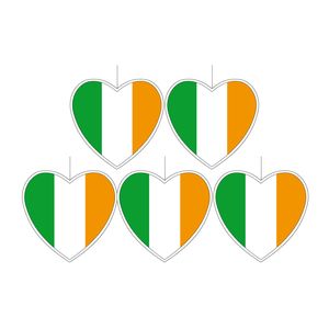 5x stuks ierland vlag hangdecoratie hartjes vorm karton 28 cm