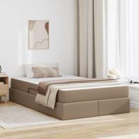 Opbergbed met matras Cappuccino 120 x 200 cm Nep Leer