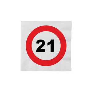 32x Stopbord servetten 21 jaar feestartikelen versiering