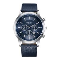 CHRONOS CH0401 drie-oog zes-naald lederen riem sport horloge voor mannen (blauw)