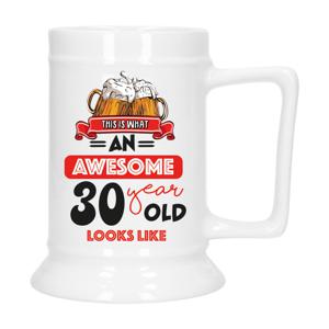 Cadeau Bierpul voor 30 jaar - rood - grappige leeftijd bierpul - keramiek - 530 ml