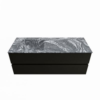 MONDIAZ VICA-DLUX 130cm badmeubel onderkast Urban 2 lades. Inbouw wastafel CLOUD links 1 kraangat, kleur Lava.