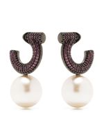 Ferragamo boucles d'oreilles pendantes serties de perles - Argent