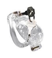 Double Lockdown Locking Customizable Chastity Cage - Clear - thumbnail