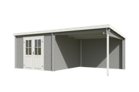 Blokhut met overkapping Orlando 581x292 Platinum Grey-Wit - Outdoor life
