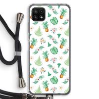 Ananas bladeren: Samsung Galaxy A22 5G Transparant Hoesje met koord Ananas bladeren: Samsung Galaxy A22 5G Transparant Hoesje met koord