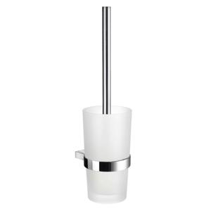 Smedbo Air WC-borstelgarnituur - 11.9x38cm - ophangen - Massief messing Chroom/Mat glas AK333