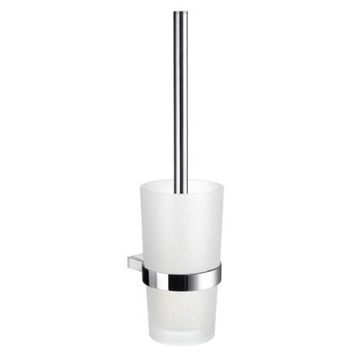 Smedbo Air WC-borstelgarnituur - 11.9x38cm - ophangen - Massief messing Chroom/Mat glas AK333
