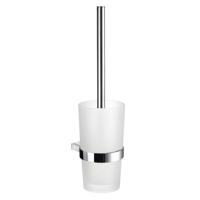 Smedbo Air WC-borstelgarnituur - 11.9x38cm - ophangen - Massief messing Chroom/Mat glas AK333