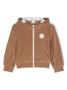 Eleventy Kids veste en velours côtelé à patch logo - Marron