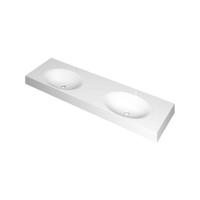 INK Smooth Wastafel Polystone Dubbel met 2 Kraangaten - 1600x450x90 mm - Mat Wit