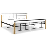 Bedframe metaal en massief eikenhout 200x200 cm - thumbnail