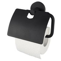 Haceka Kosmos Toiletrolhouder - met klep - mat zwart 1208518