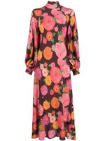 La DoubleJ Medici floral-print silk midi dress - Marron - thumbnail