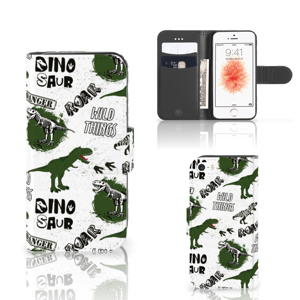 Telefoonhoesje met Pasjes voor Apple iPhone 5 | 5s | SE Dinosaurus