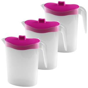 Waterkan/sapkan met afsluitbare deksel in roze - 4x - 1,5 liter - kunststof - 9 x 21 cm