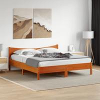 Bedframe zonder matras massief grenenhout wasbruin 200x200 cm