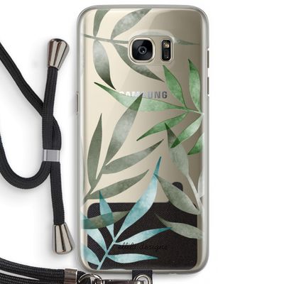 Tropical watercolor leaves: Samsung Galaxy S7 Edge Transparant Hoesje met koord