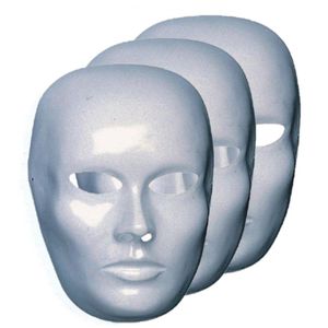 Set van 4x stuks wit blanco maskers dames gezicht