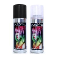 Set van 2x kleuren haarverf/haarspray van 125 ml - Zwart en Zilver glitters - thumbnail