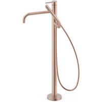 Vrijstaande badkraan Tres Study Exclusive | Hoogte uitloop 67.4 cm | Draaibare uitloop | Mengkraan | Rond | 24k Rose goud mat