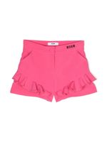 MSGM Kids short volanté à logo brodé - Rose