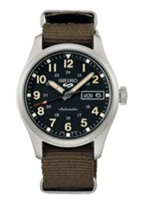 Seiko SRPJ85K1 5 Sports Horloge Automatic staal-nylon zilverkleurig-groen-zwart 36 mm