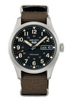 Seiko SRPJ85K1 5 Sports Horloge Automatic staal-nylon zilverkleurig-groen-zwart 36 mm
