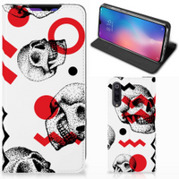 Mobiel BookCase Xiaomi Mi 9 Skull Red