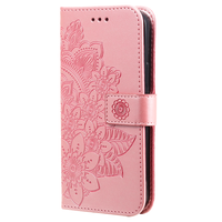 iPhone 15 Pro hoesje - Bookcase - Pasjeshouder - Portemonnee - Bloemenprint - Kunstleer - Rose Goud