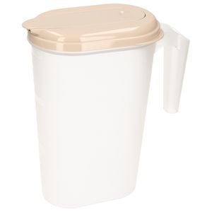 Waterkan/sapkan transparant/taupe met deksel 1.6 liter kunststof