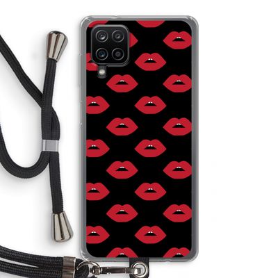 Lips: Samsung Galaxy A12 Transparant Hoesje met koord