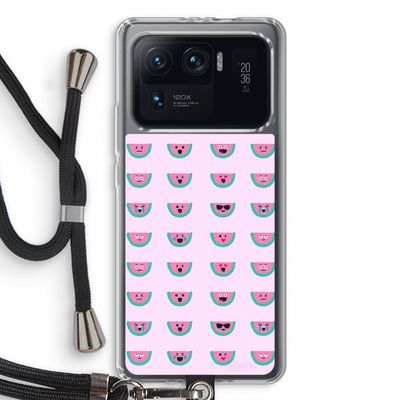 Smiley watermeloenprint: Xiaomi Mi 11 Ultra Transparant Hoesje met koord